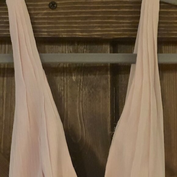 Vera Wang Formal White Collection Bridesmaid Dress Pink Chiffon Jeweled Belt 4 - Picture 9 of 16